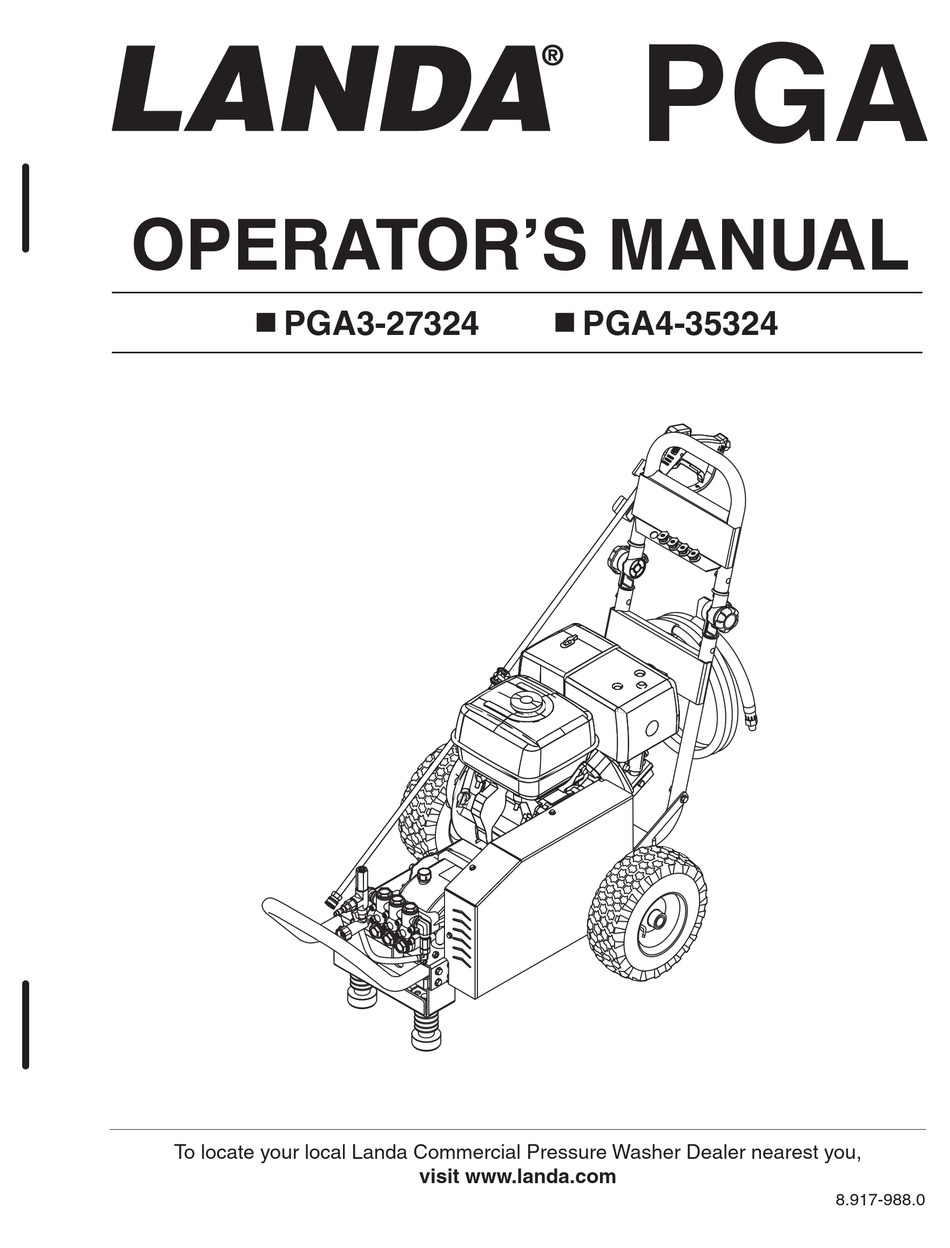 LANDA PGA3-27324 OPERATOR'S MANUAL Pdf Download | ManualsLib