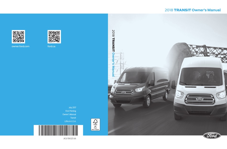 Ford Transit Owners Handbook/Manual and Wallet 13-18 