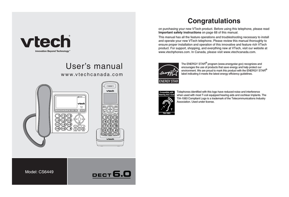 VTECH CS6449 USER MANUAL Pdf Download | ManualsLib