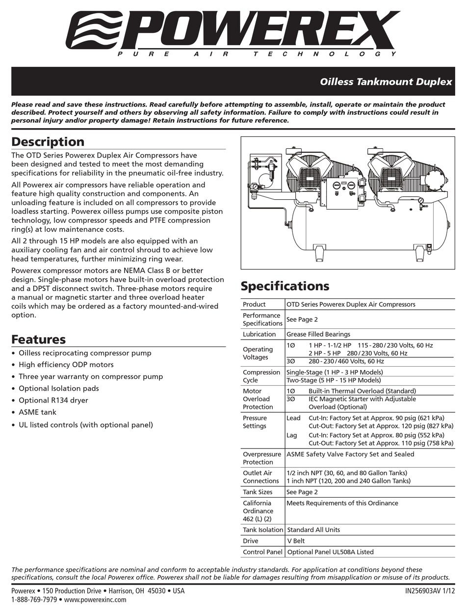 POWEREX OTD110 INSTRUCTIONS MANUAL Pdf Download | ManualsLib