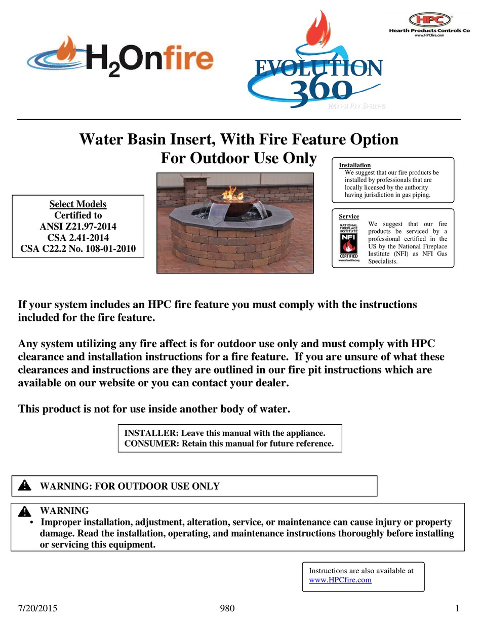 hpc fire pit on Hpc Evolution 360 User Manual Pdf Download Manualslib
