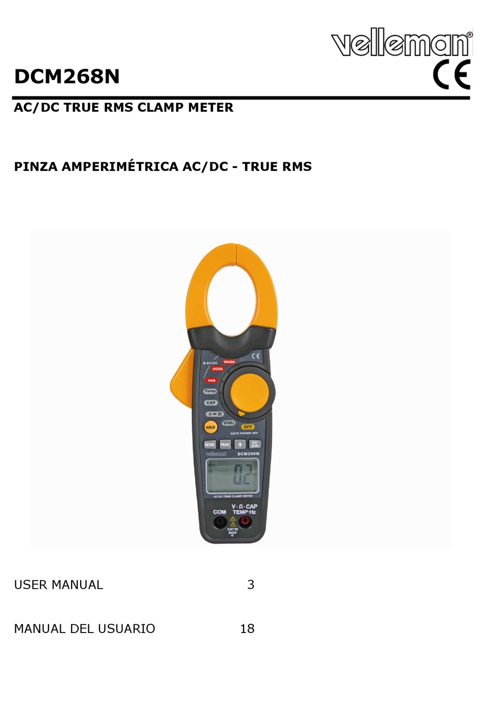 Image of Velleman DCM268N digital clamp meter