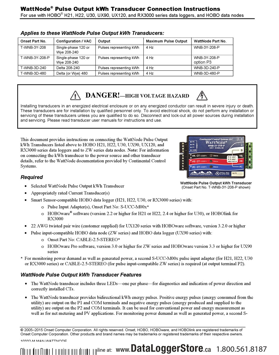 WATTNODE T-WNB-3Y-208 CONNECTION INSTRUCTIONS Pdf Download | ManualsLib