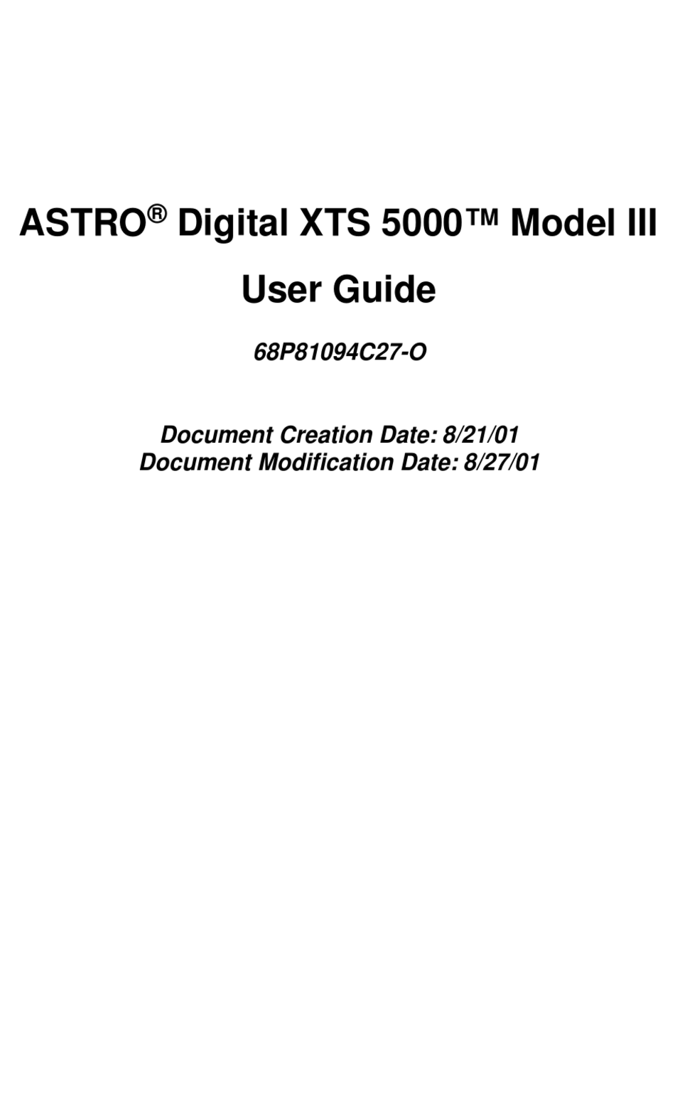 MOTOROLA ASTRO DIGITAL XTS 5000 III USER MANUAL Pdf Download ManualsLib