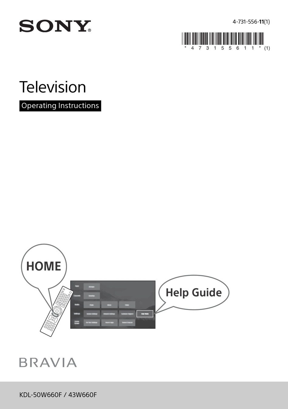 SONY BRAVIA KDL-50W660F OPERATING INSTRUCTIONS MANUAL Pdf Download