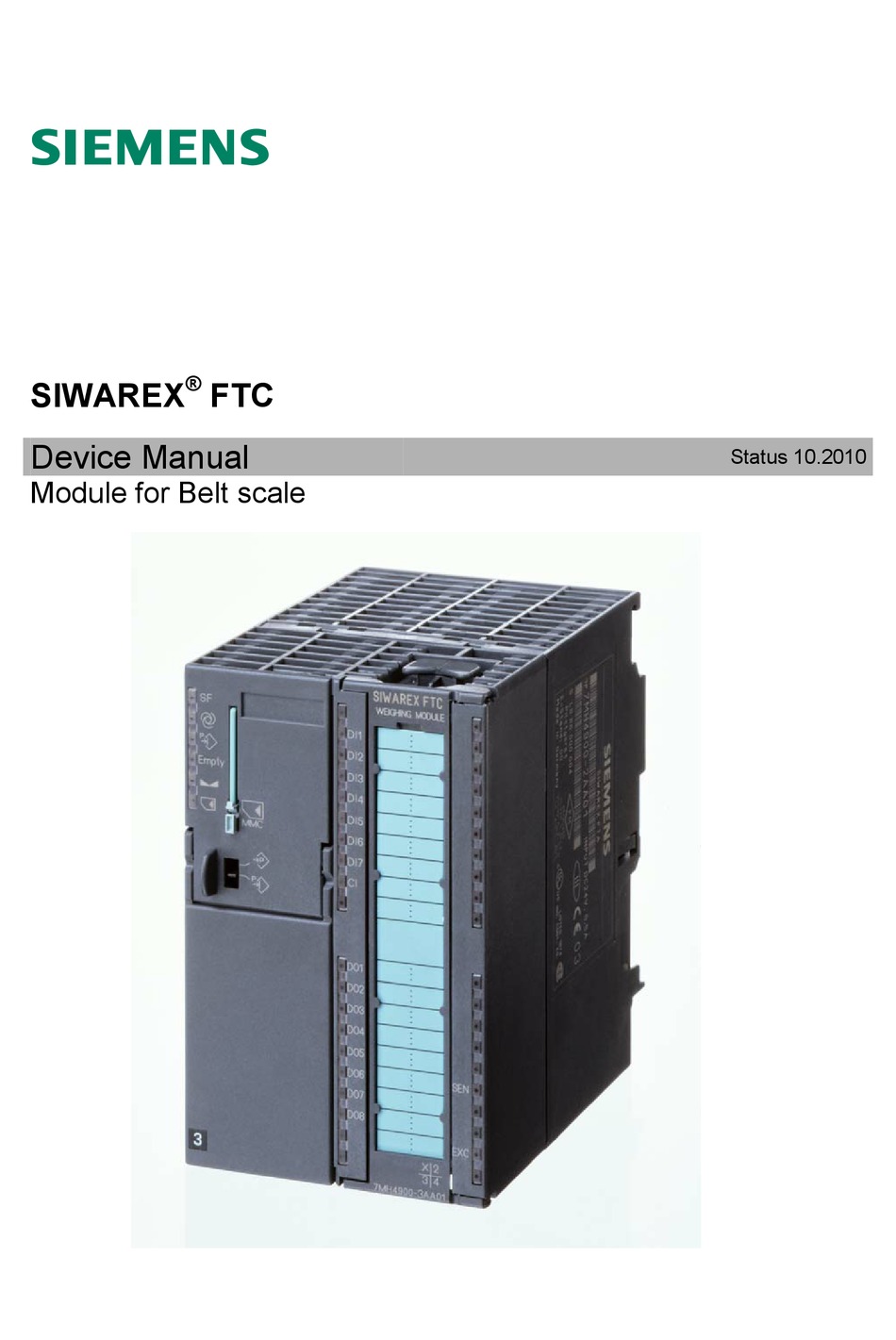 SIEMENS SIWAREX FTC DEVICE MANUAL Pdf Download ManualsLib