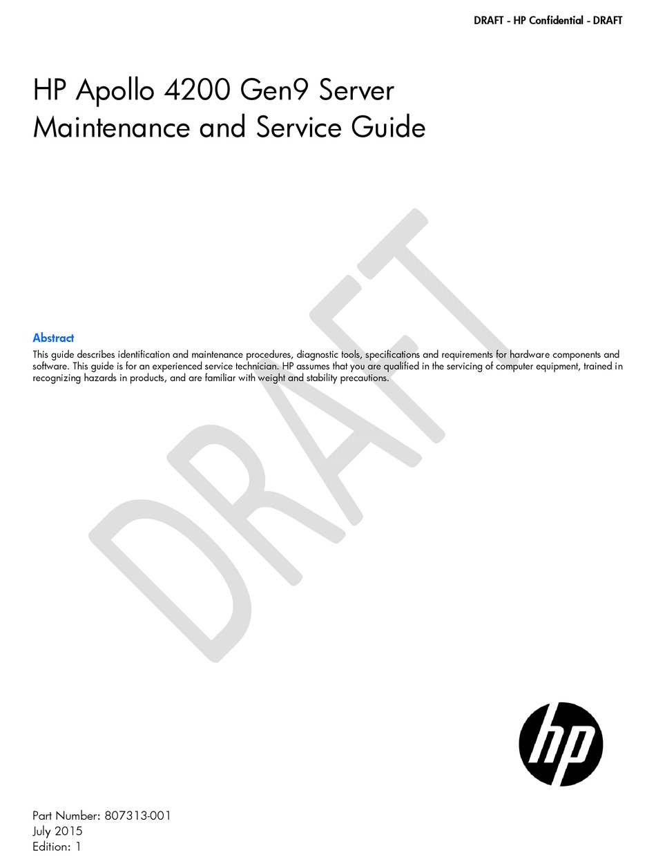 HP APOLLO 4200 GEN9 MAINTENANCE AND SERVICE MANUAL Pdf Download 