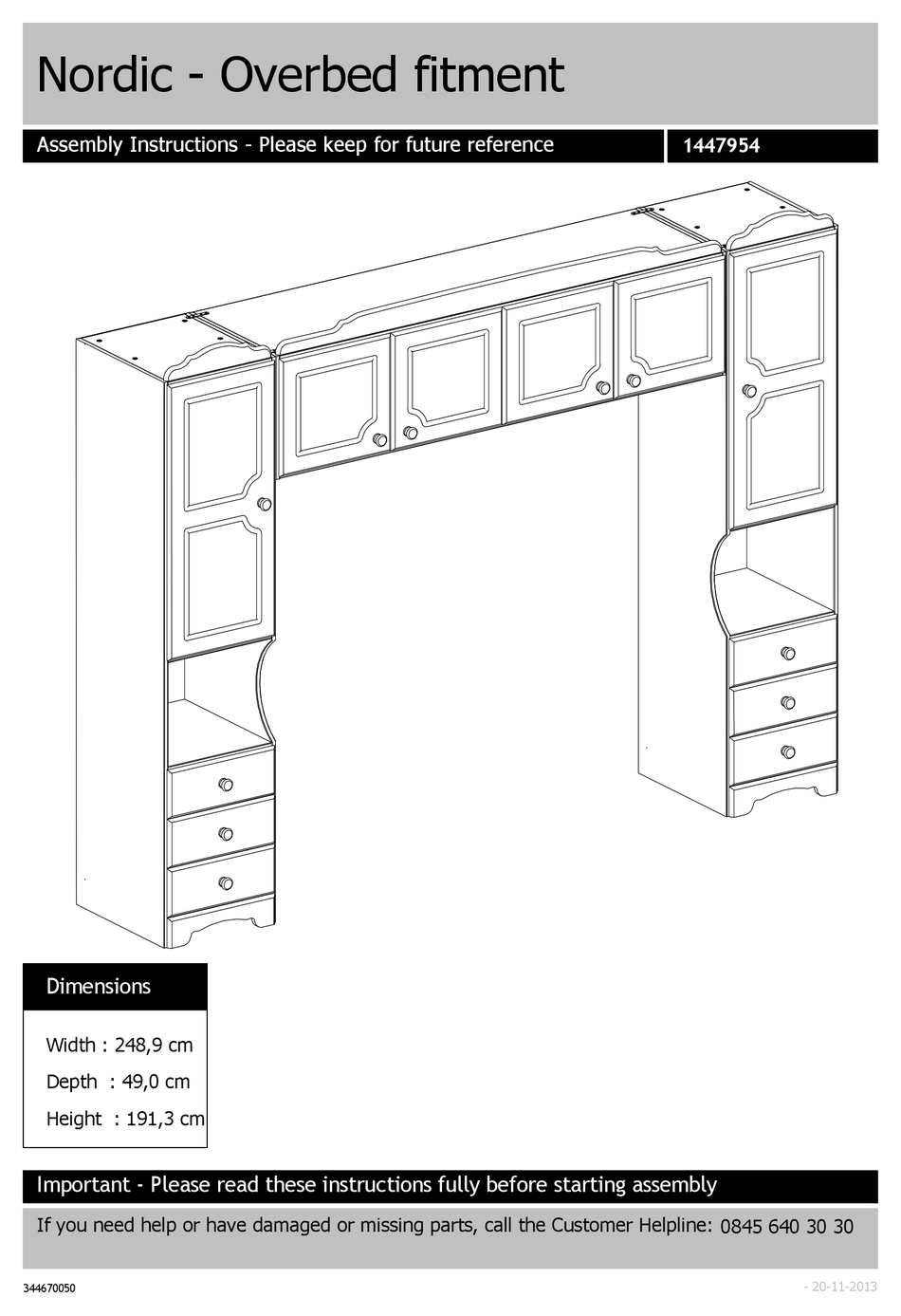 ARGOS NORDIC OVERBED FITMENT ASSEMBLY INSTRUCTIONS MANUAL Pdf Download