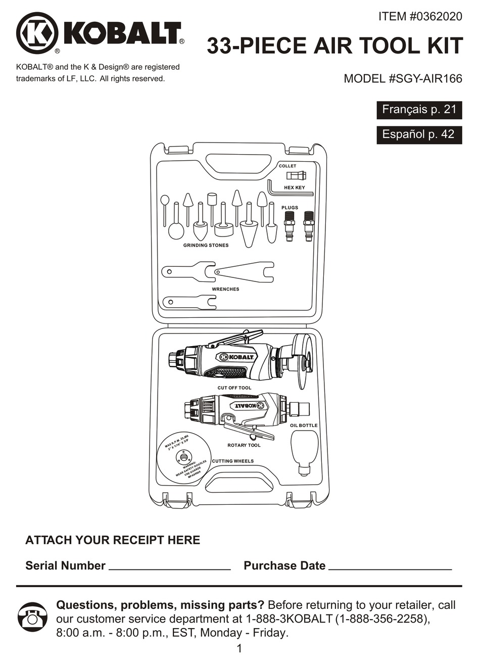 KOBALT SGYAIR166 USER MANUAL Pdf Download ManualsLib