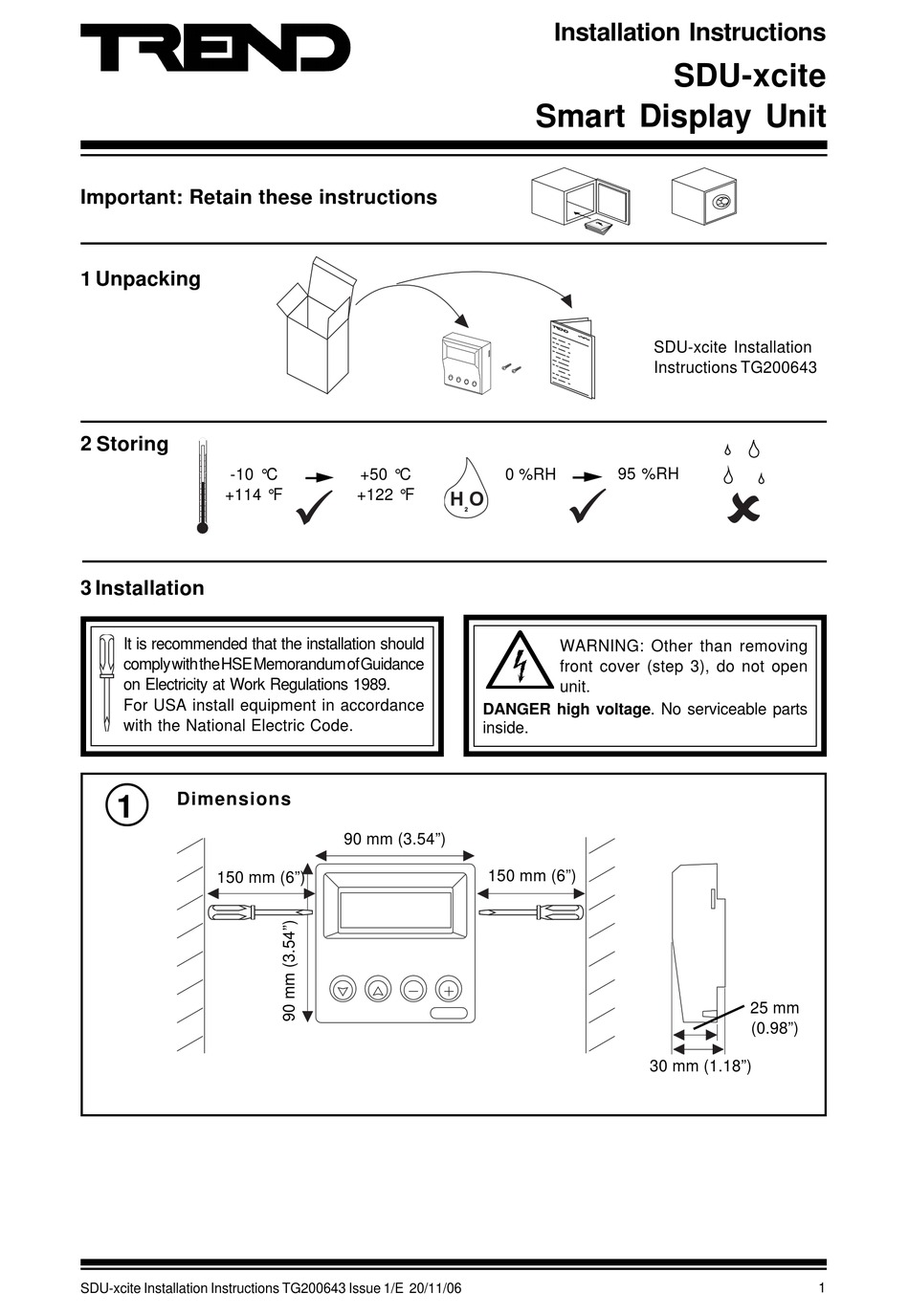 TREND SDU XCITE INSTALLATION INSTRUCTIONS AND OWNER S MANUALS Pdf