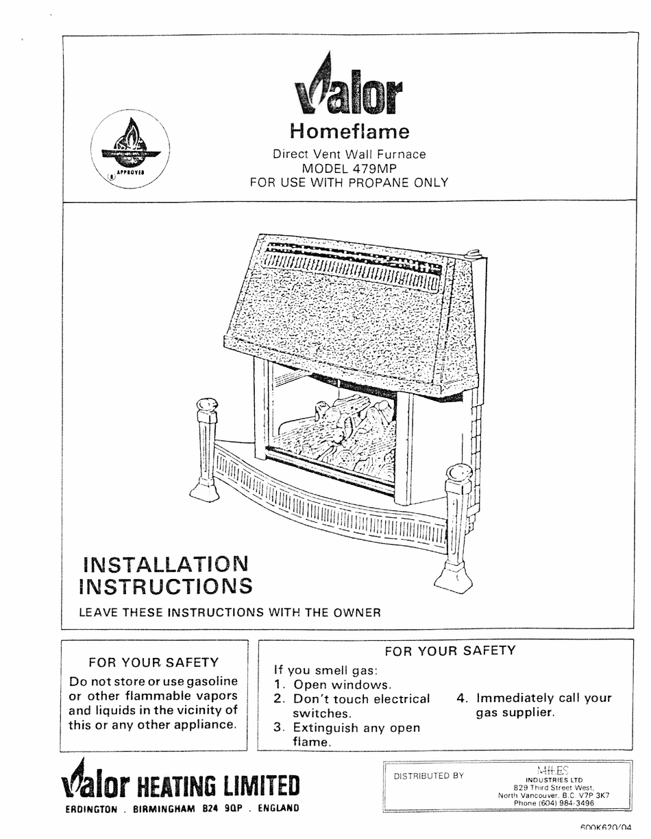 Valor 479mp Installation Instructions Manual Pdf Download Manualslib