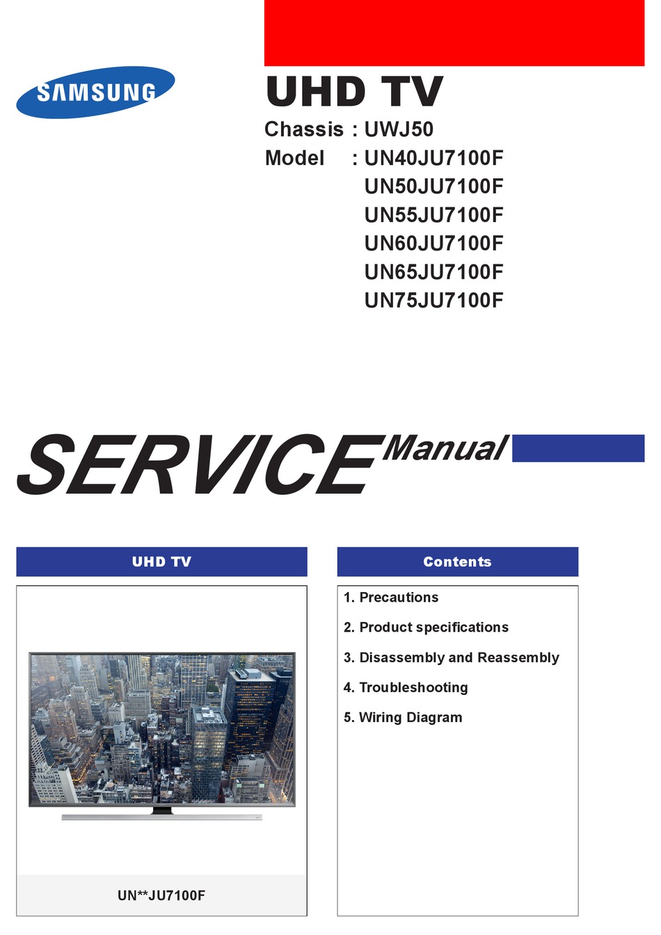 SAMSUNG UN50JU7100F SERVICE MANUAL Pdf Download | ManualsLib
