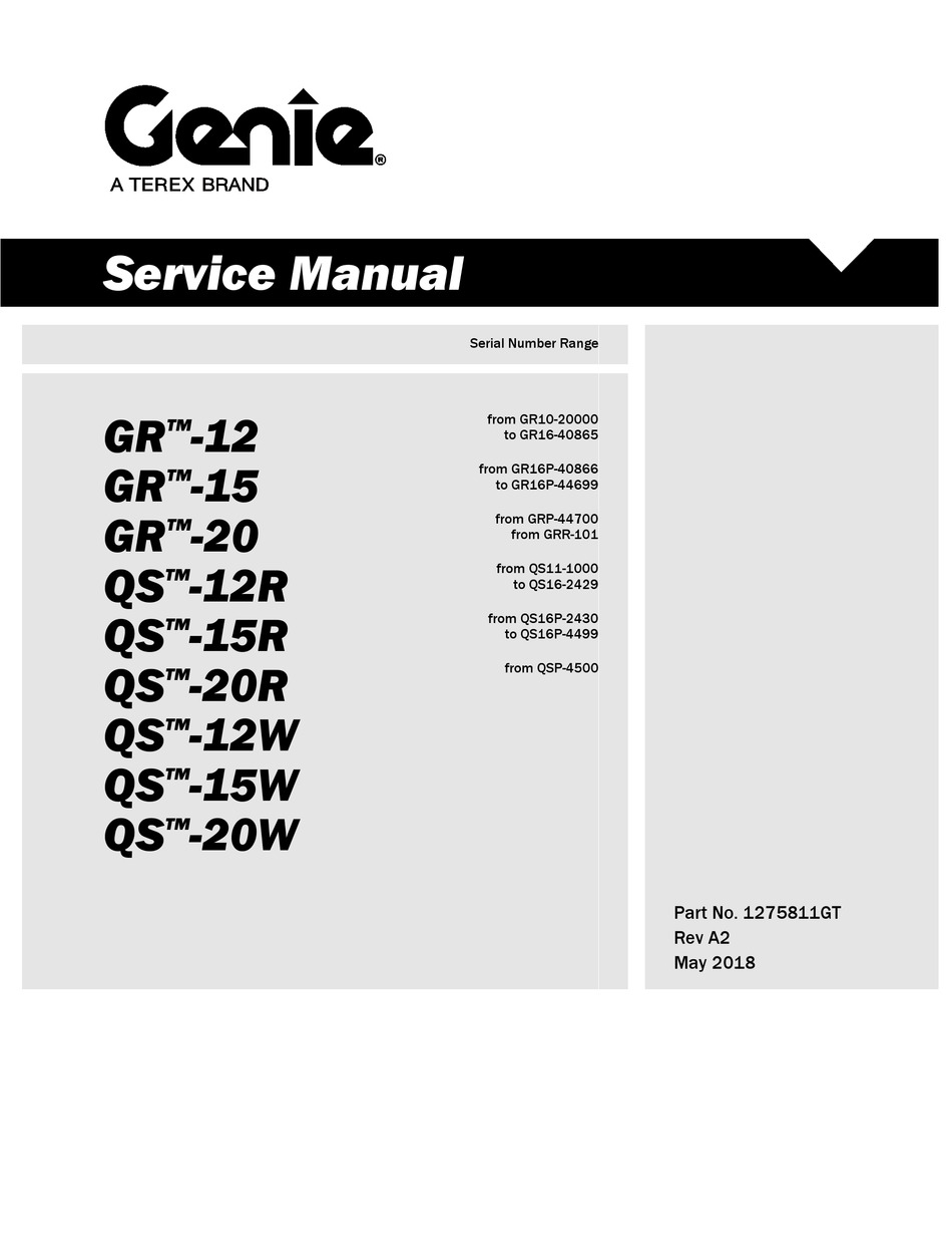 GENIE GR12 SERVICE MANUAL Pdf Download ManualsLib