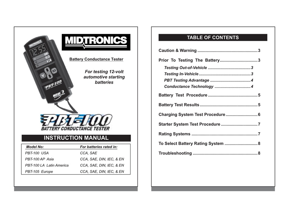 Midtronics PBT100 Battery Conductance Tester 