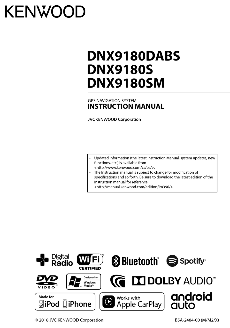 Kenwood Dnx9180dabs Instructions Manual Pdf Download Manualslib
