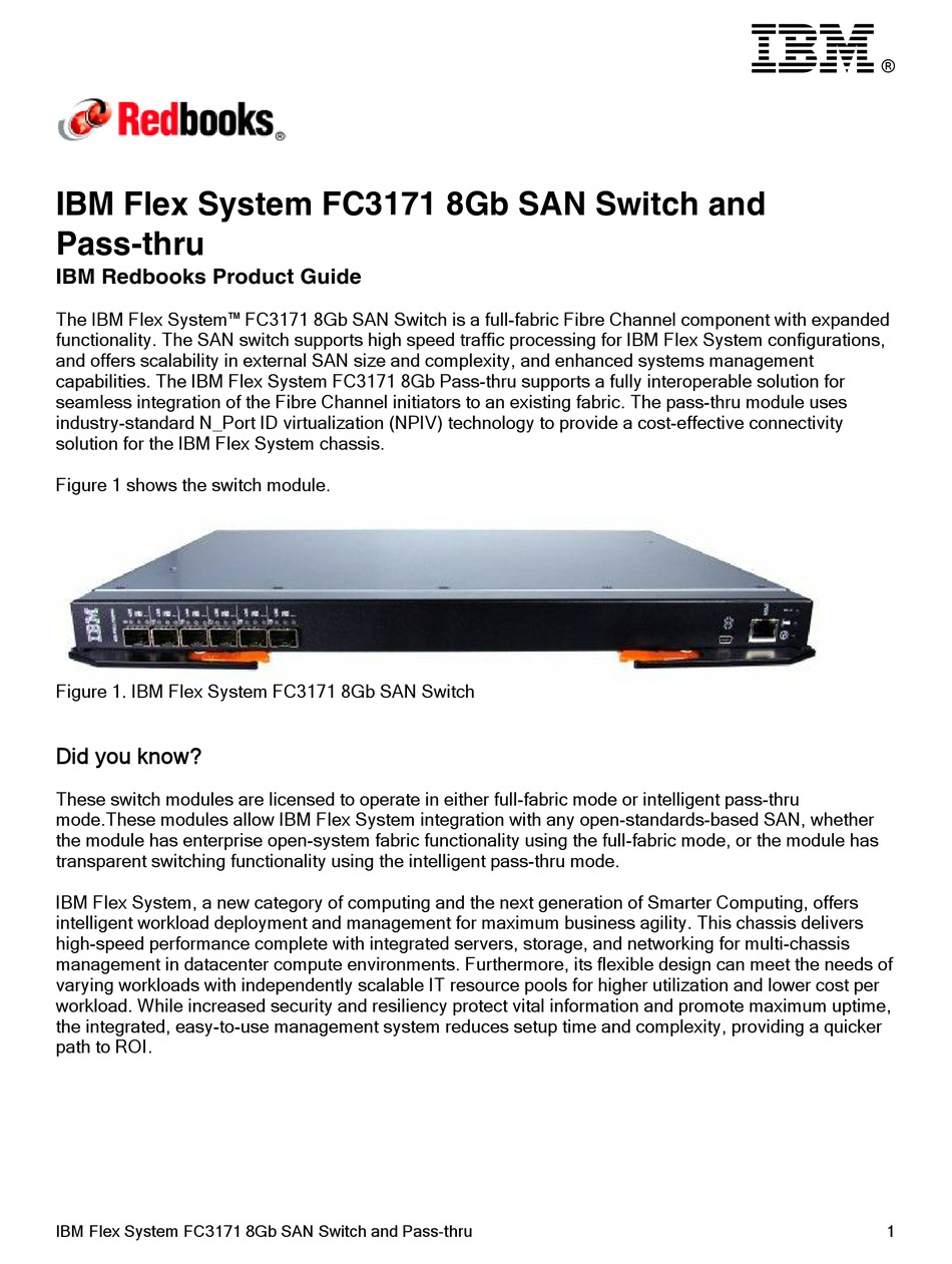 IBM FLEX SYSTEM FC3171 PRODUCT MANUAL Pdf Download | ManualsLib