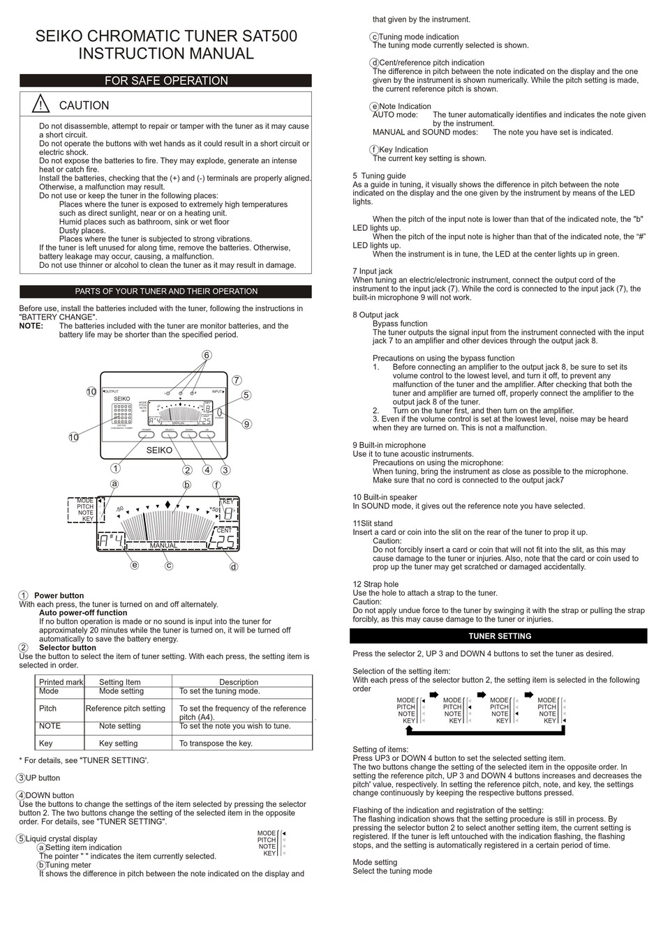 SEIKO SAT500 INSTRUCTION MANUAL Pdf Download | ManualsLib