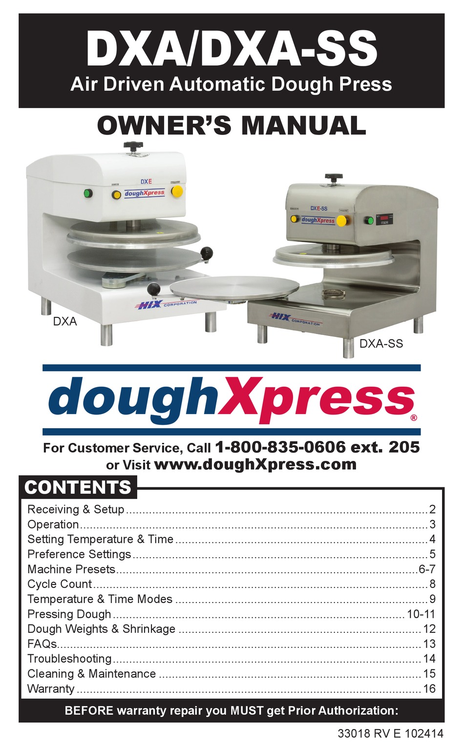 DOUGHXPRESS DXA OWNER'S MANUAL Pdf Download ManualsLib