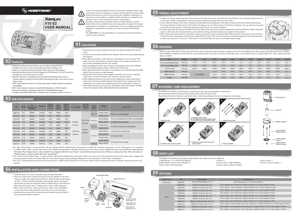 HOBBYWING XERUN V10 G2 USER MANUAL Pdf Download | ManualsLib