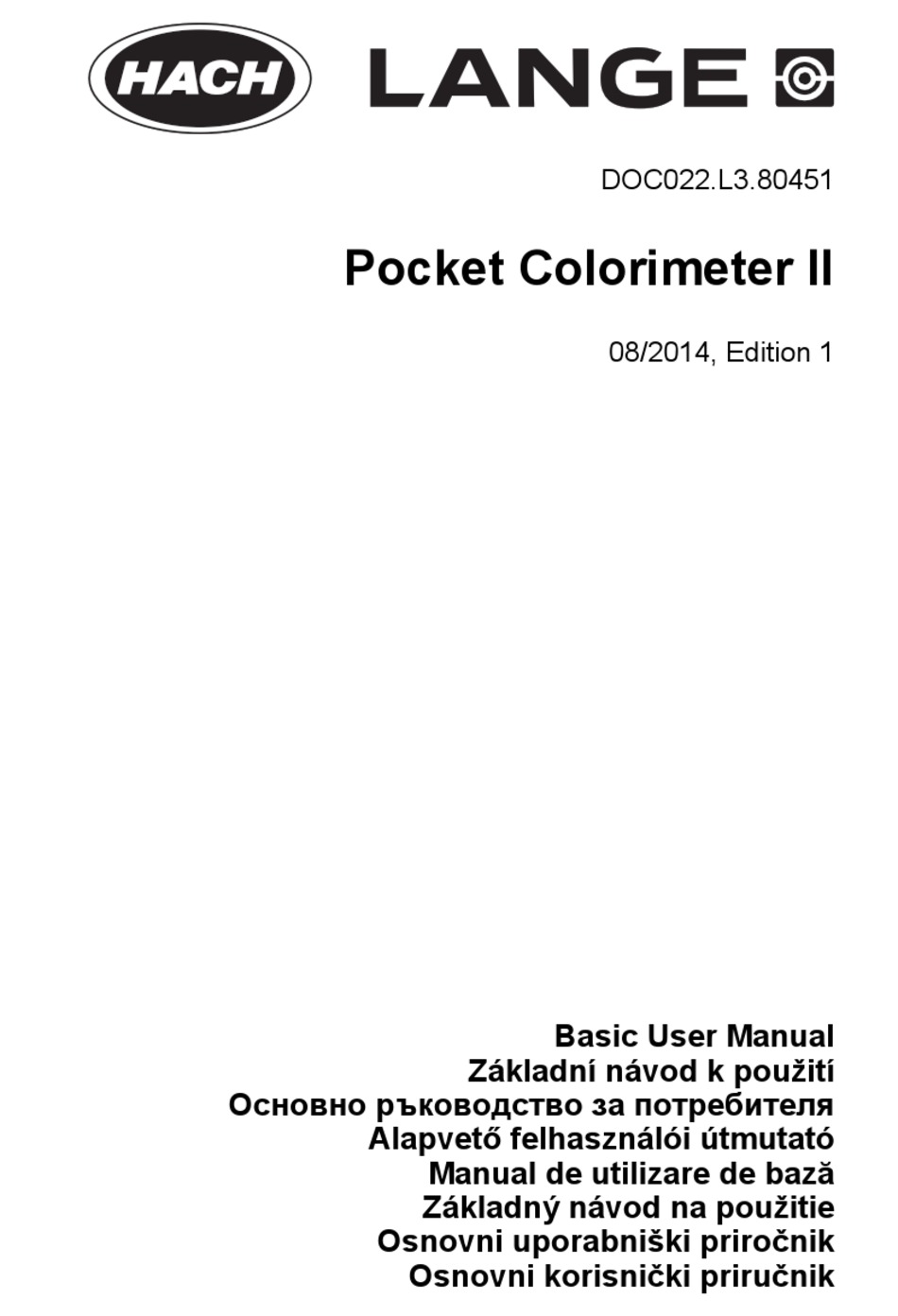 HACH POCKET COLORIMETER II BASIC USER MANUAL Pdf Download ManualsLib