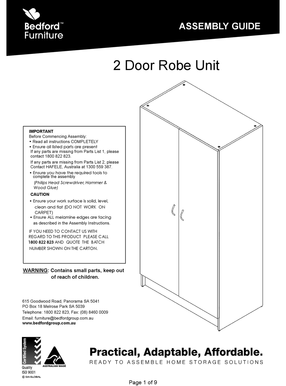 BEDFORD 2 DOOR ROBE UNIT ASSEMBLY MANUAL Pdf Download ManualsLib