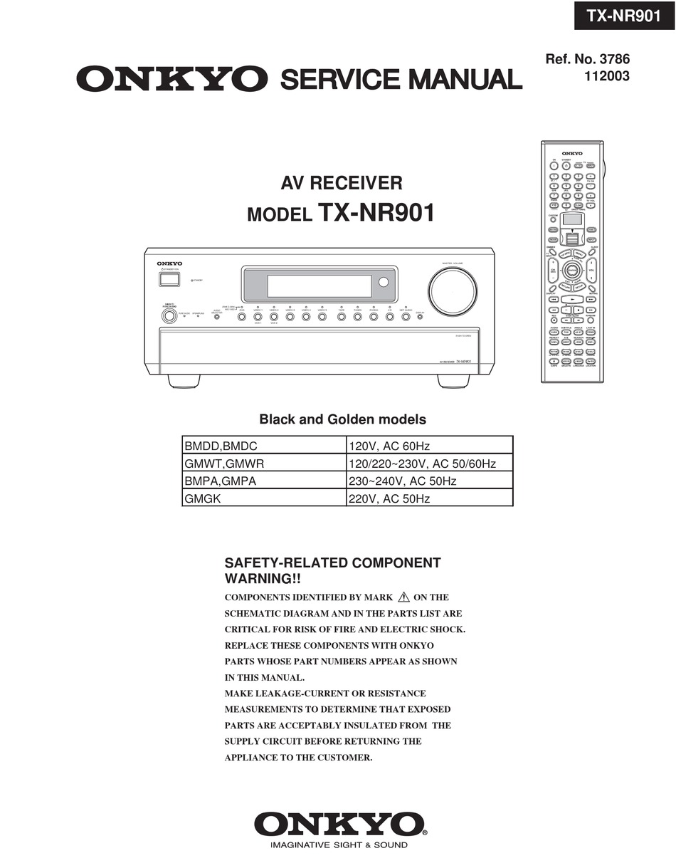 ONKYO TXNR901 SERVICE MANUAL Pdf Download ManualsLib