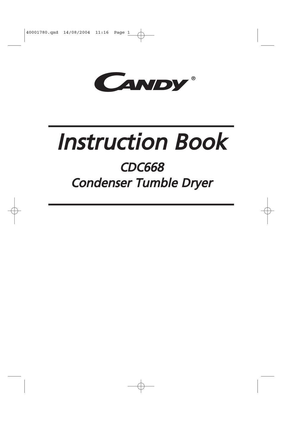 Candy Cdc668 Instruction Book Pdf Download Manualslib