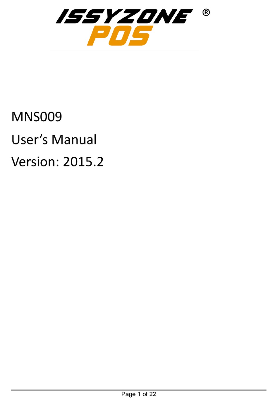 ISSYZONEPOS MNS009 USER MANUAL Pdf 