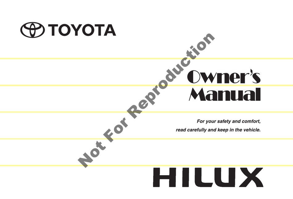 TOYOTA HILUX 2007 OWNER'S MANUAL Pdf Download | ManualsLib