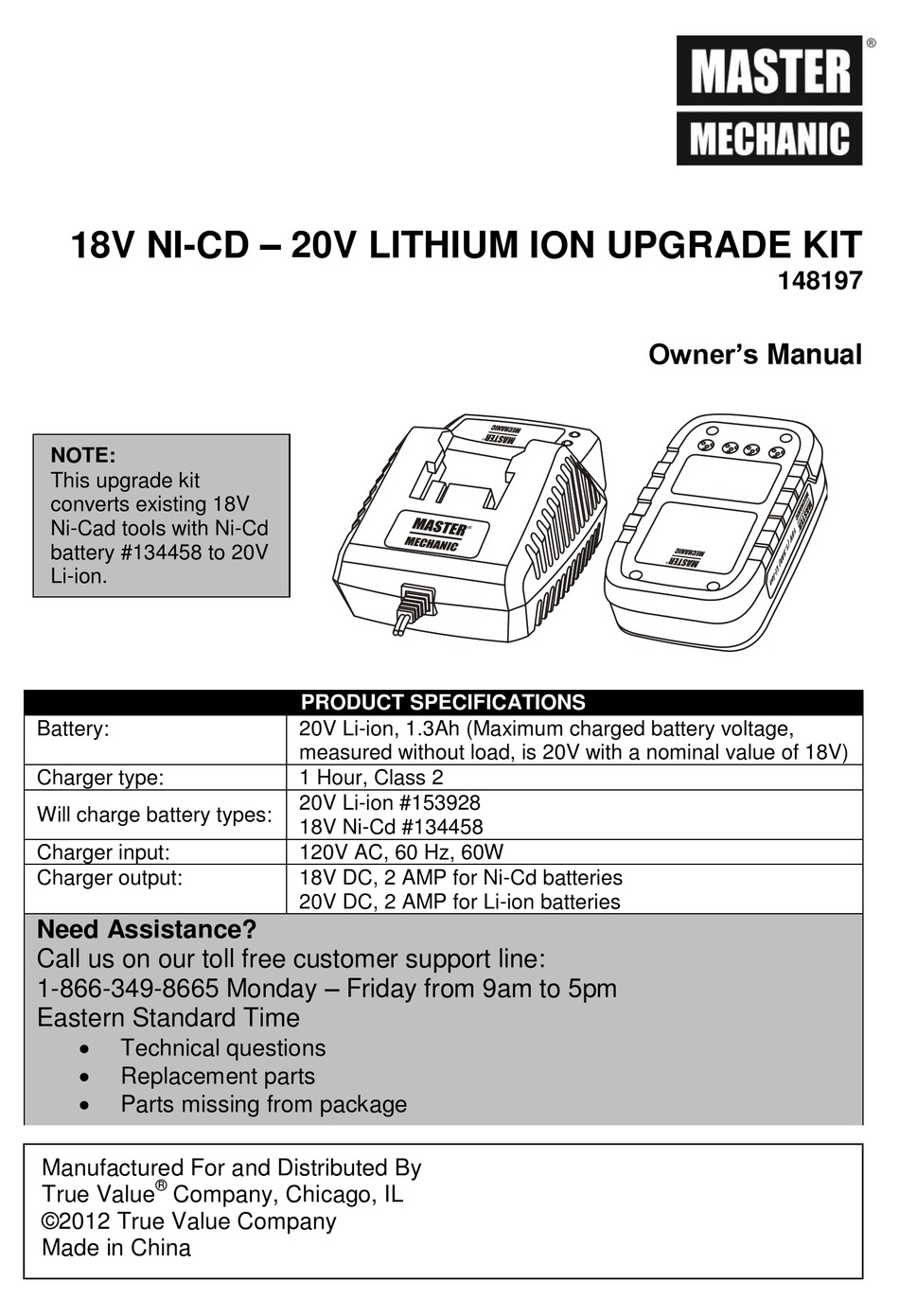 Master mechanic discount 18v nicd battery