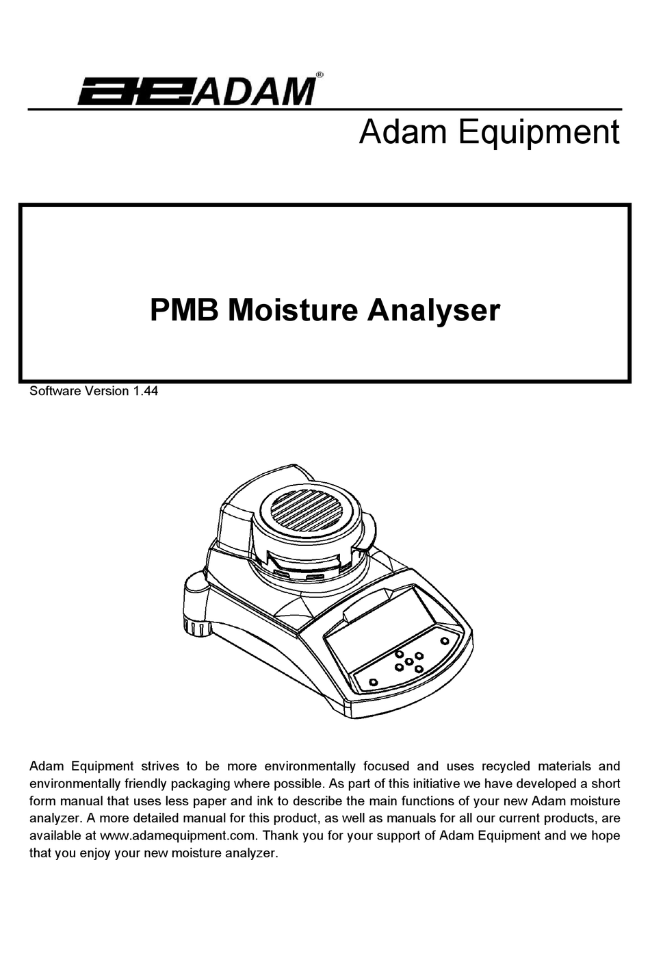 0.05% Adam Equipment PMB 202 Moisture Analyzer 200g x 0.01g