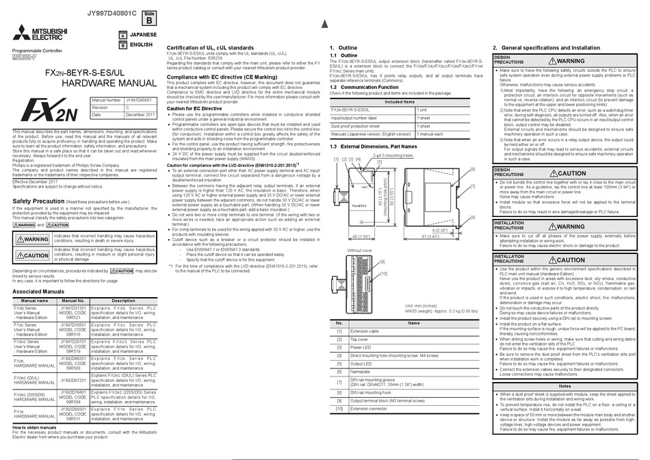 Mitsubishi Electric Fx2n 8eyr S Es Ul Hardware Manual Pdf Download Manualslib