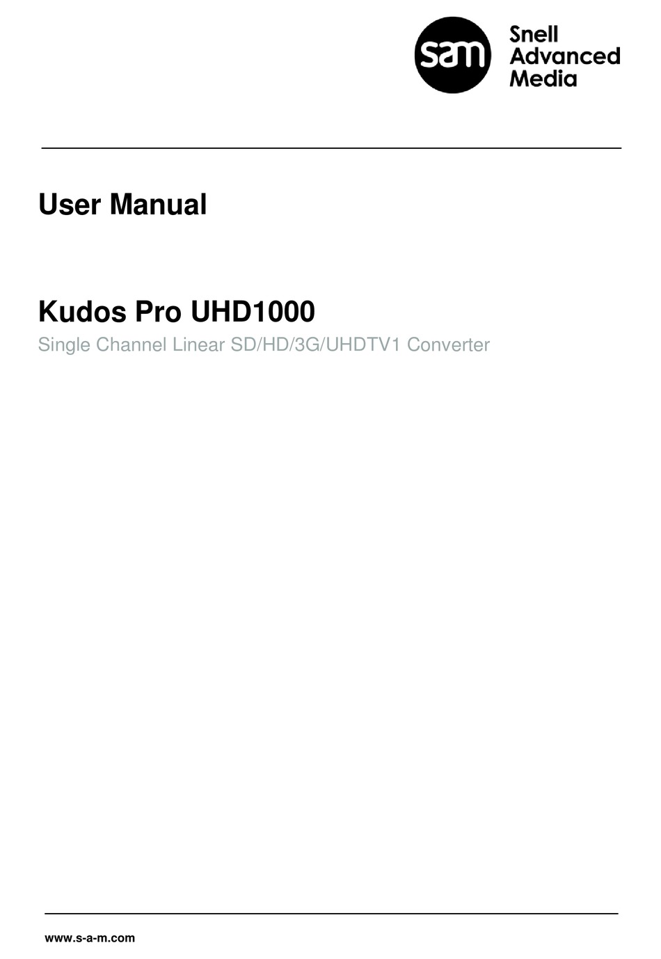 Snell Advanced Media Kudos Pro Uhd1000 User Manual Pdf Download Manualslib