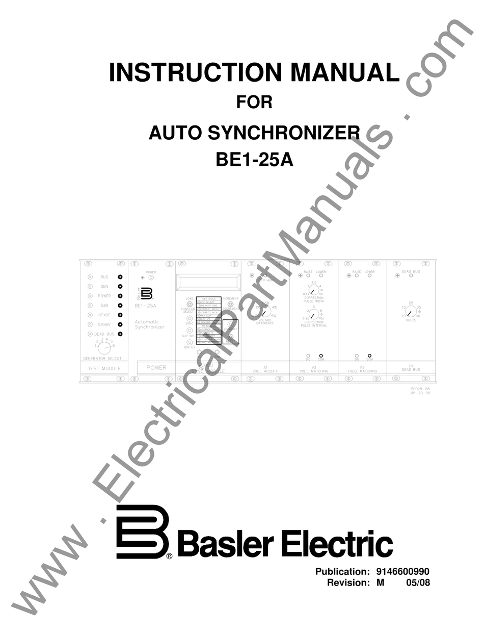 BASLER BE1-25A INSTRUCTION MANUAL Pdf Download | ManualsLib