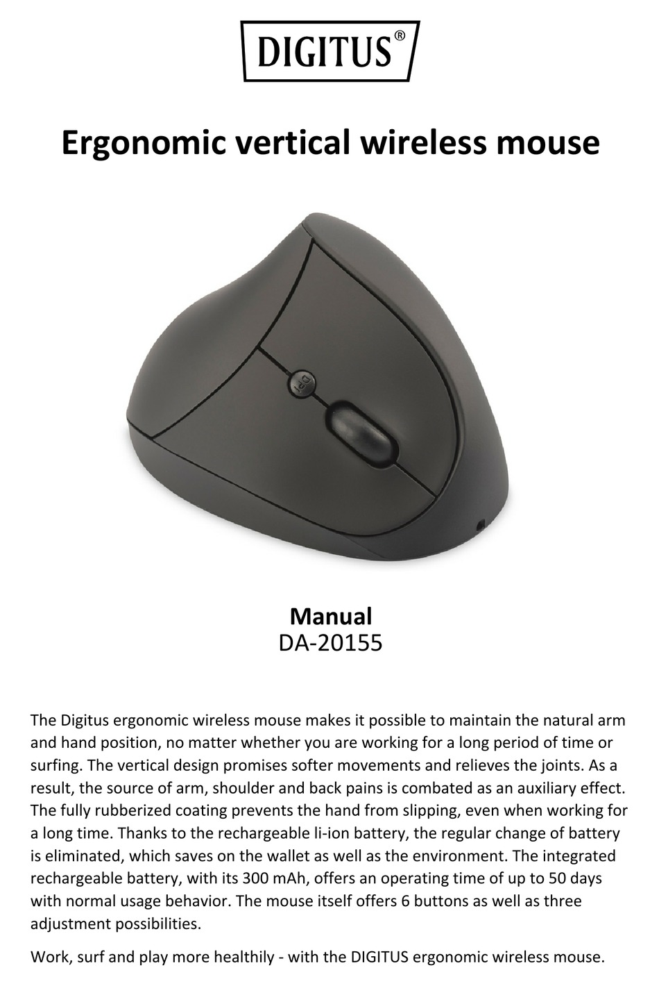 Digitus Mouse Verticale Trackball Wireless