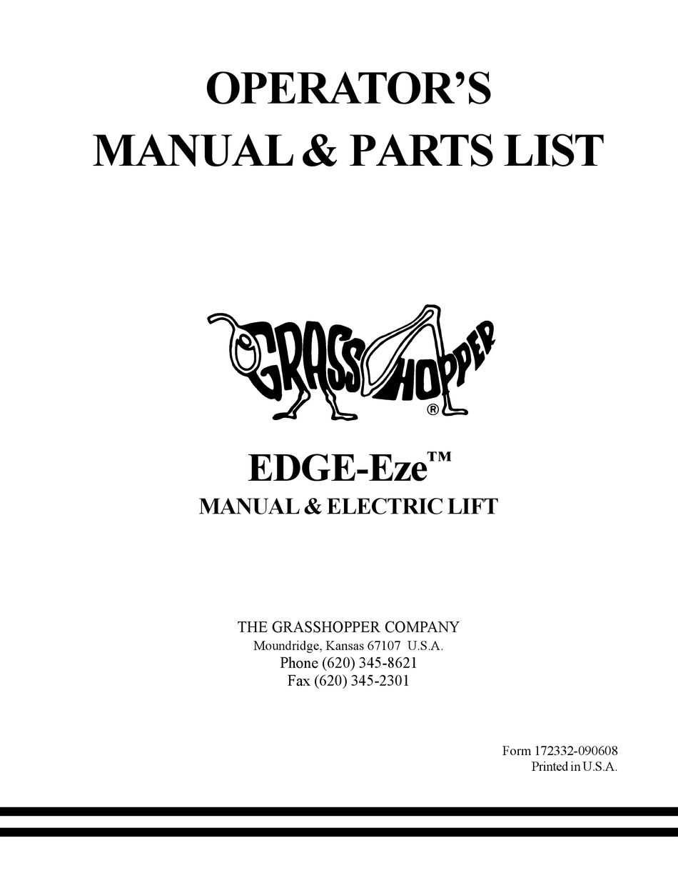 EDGEEZE OPERATORS MANUAL & PARTS LISTS Pdf Download