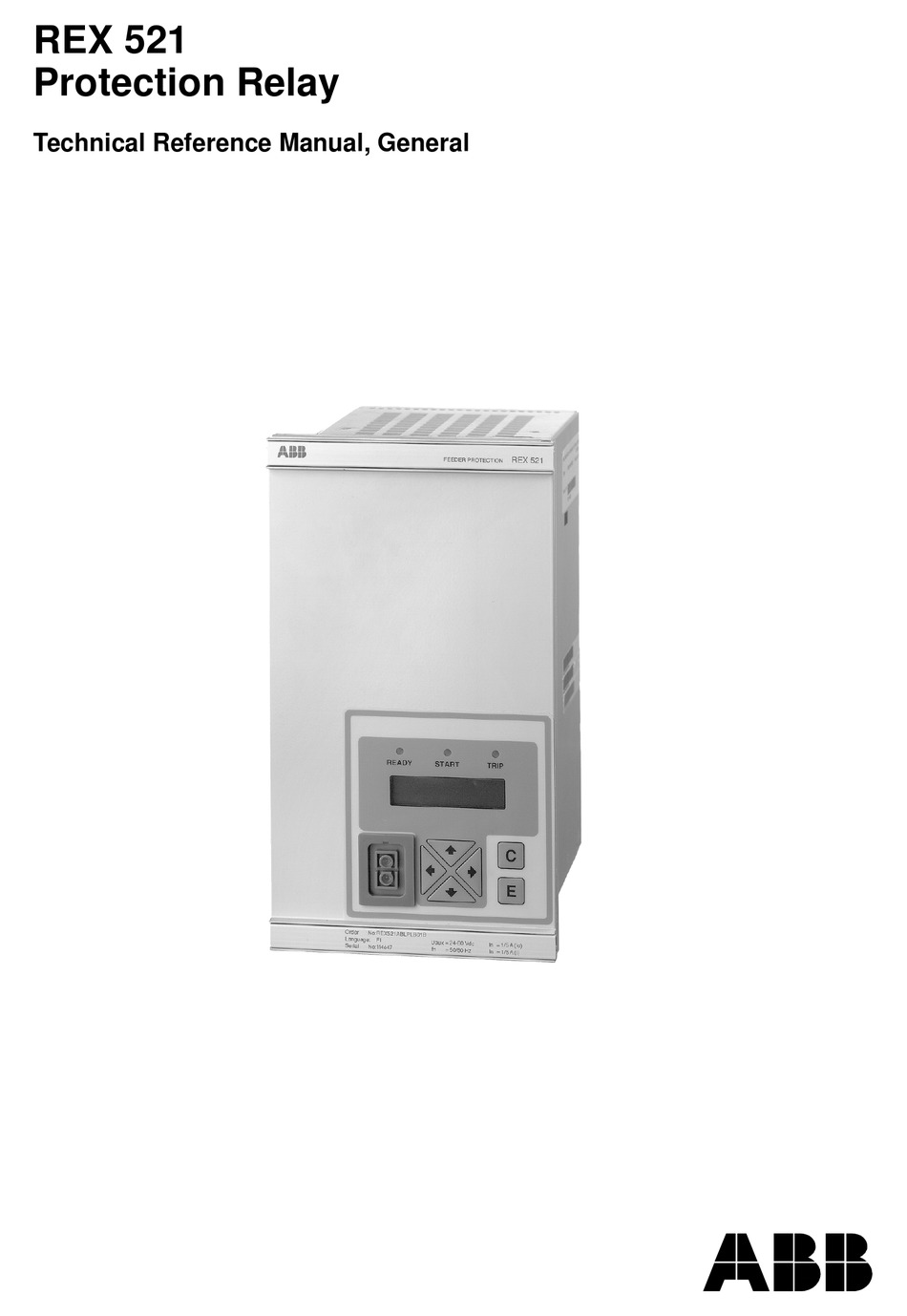ABB REX 521 TECHNICAL REFERENCE MANUAL, GENERAL Pdf Download | ManualsLib