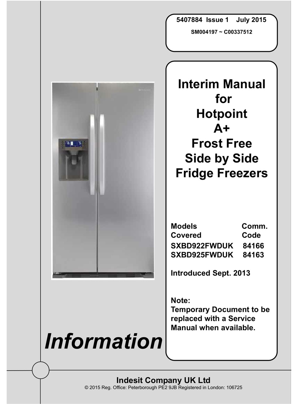Hotpoint Sxbd922fwduk Manual Pdf Download Manualslib