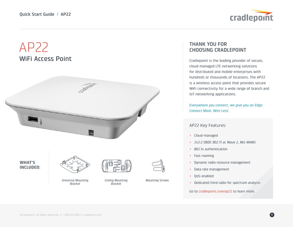 CRADLEPOINT AP22 QUICK START MANUAL Pdf Download ManualsLib