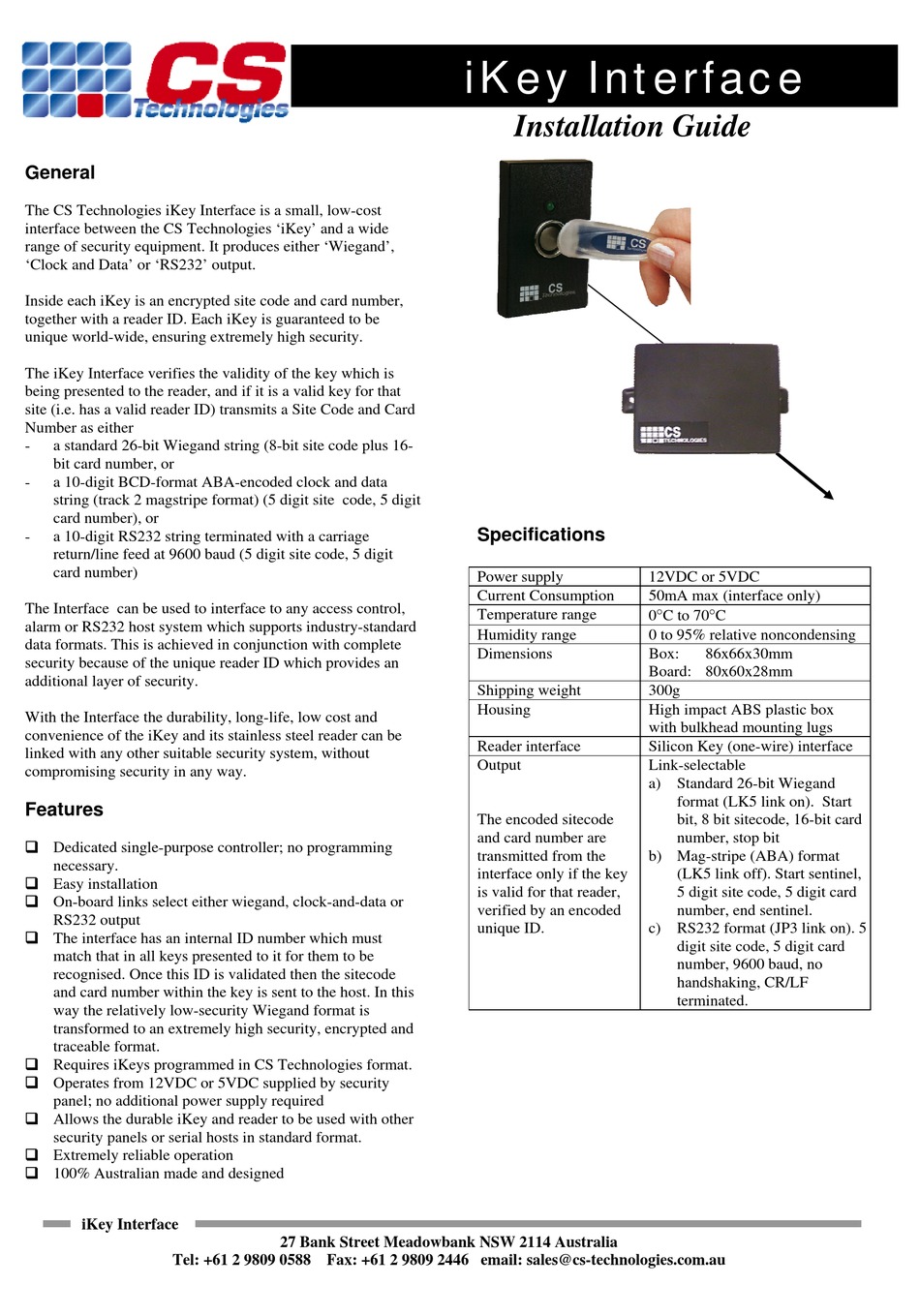 CS IKEY INSTALLATION MANUAL Pdf Download | ManualsLib