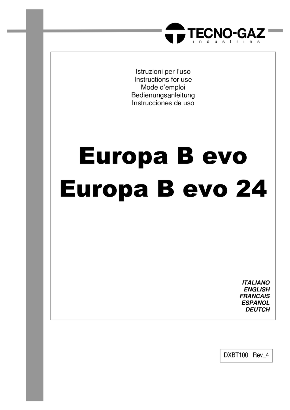 TECNO-GAZ EUROPA B EVO INSTRUCTIONS FOR USE MANUAL Pdf Download ...