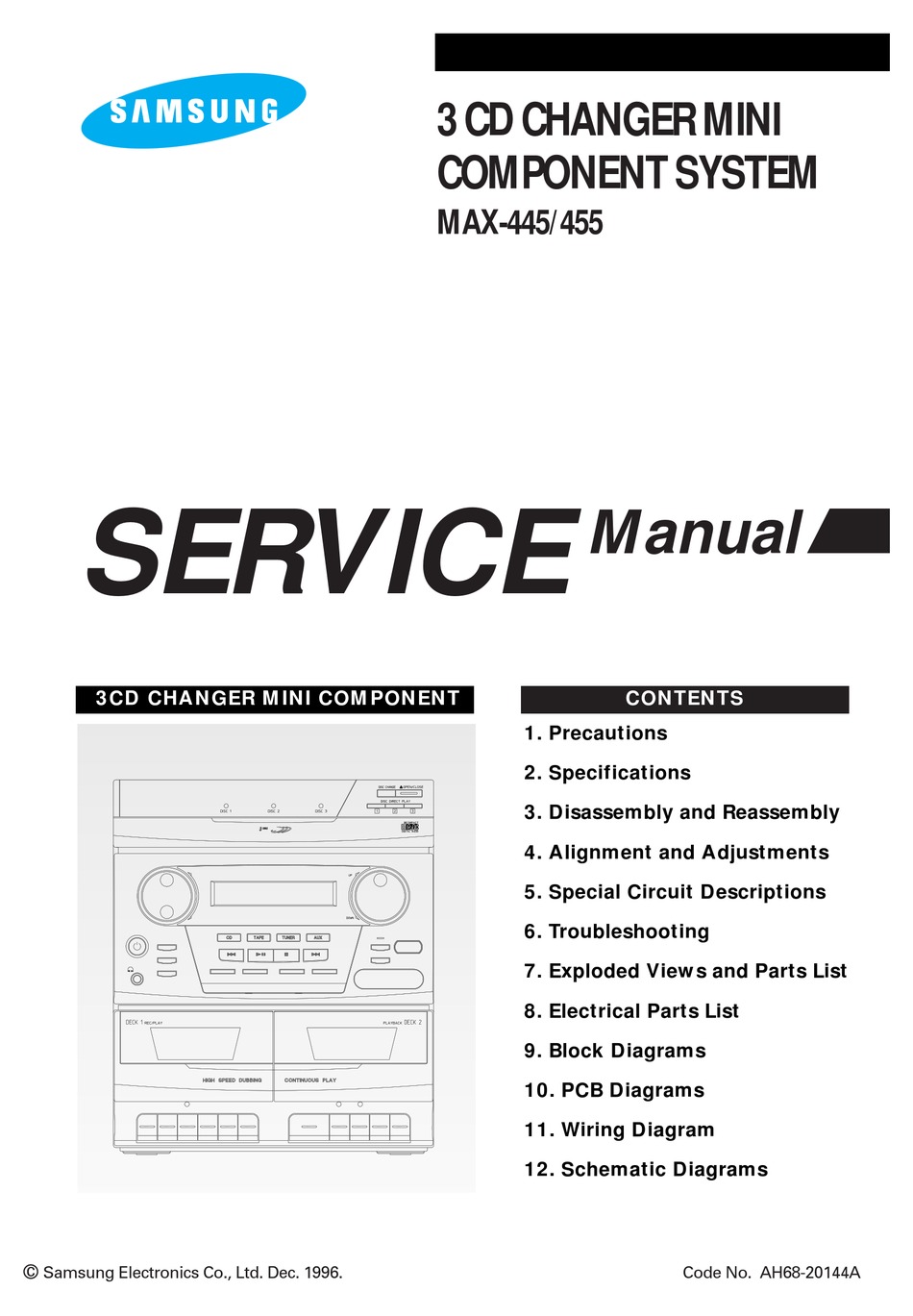 SAMSUNG MAX-445 SERVICE MANUAL Pdf Download | ManualsLib