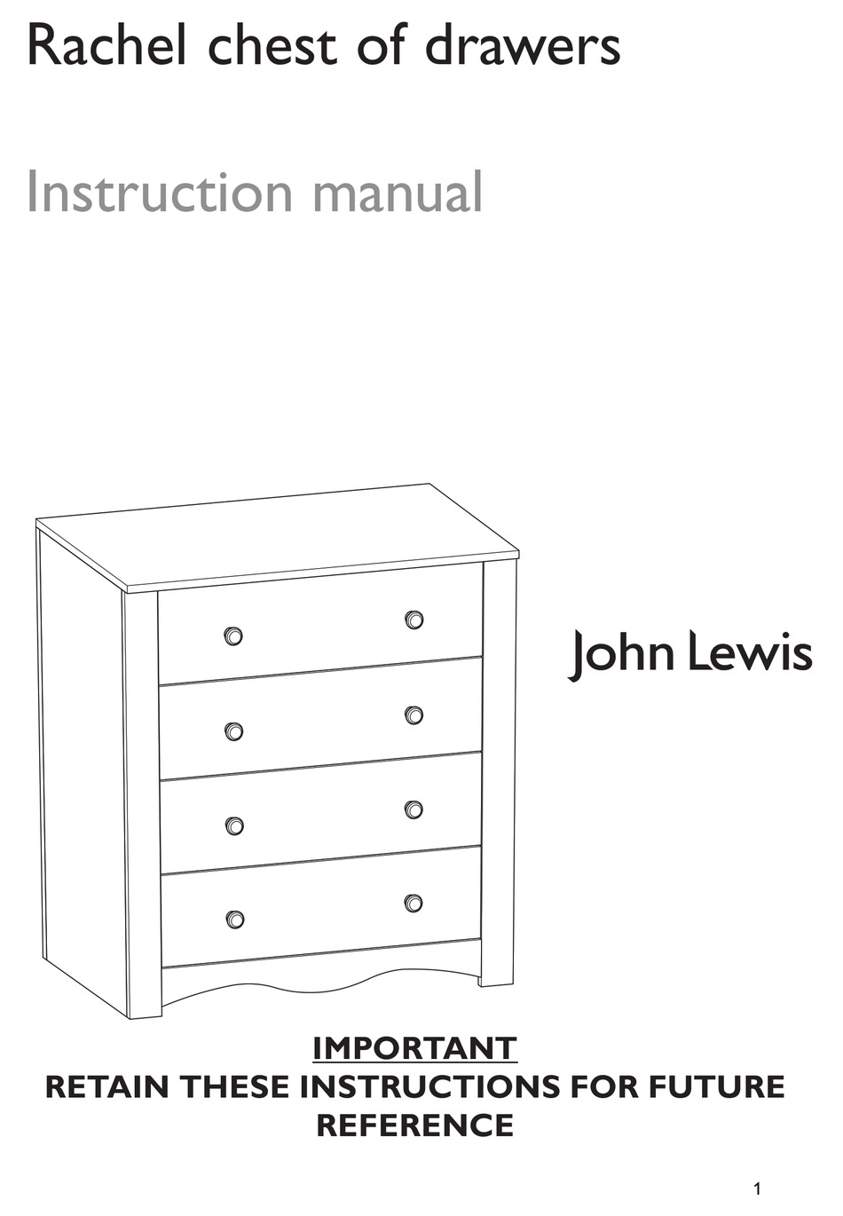 JOHN LEWIS RACHEL CHEST OF DRAWERS INSTRUCTION MANUAL Pdf Download