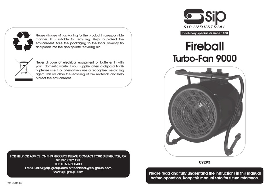 SIP FIREBALL TURBO-FAN 9000 USER MANUAL Pdf Download | ManualsLib