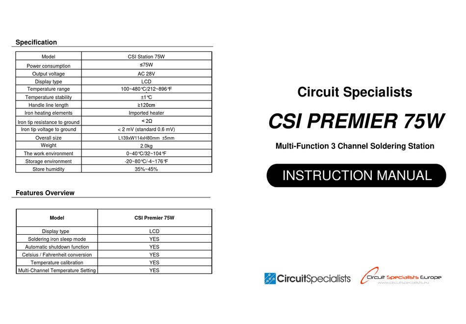 Csi premier 75w on sale soldering station