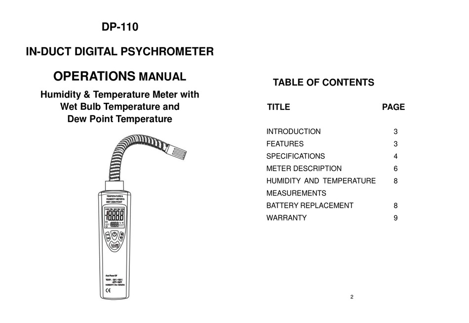 PDI DP-110 OPERATION MANUAL Pdf Download | ManualsLib