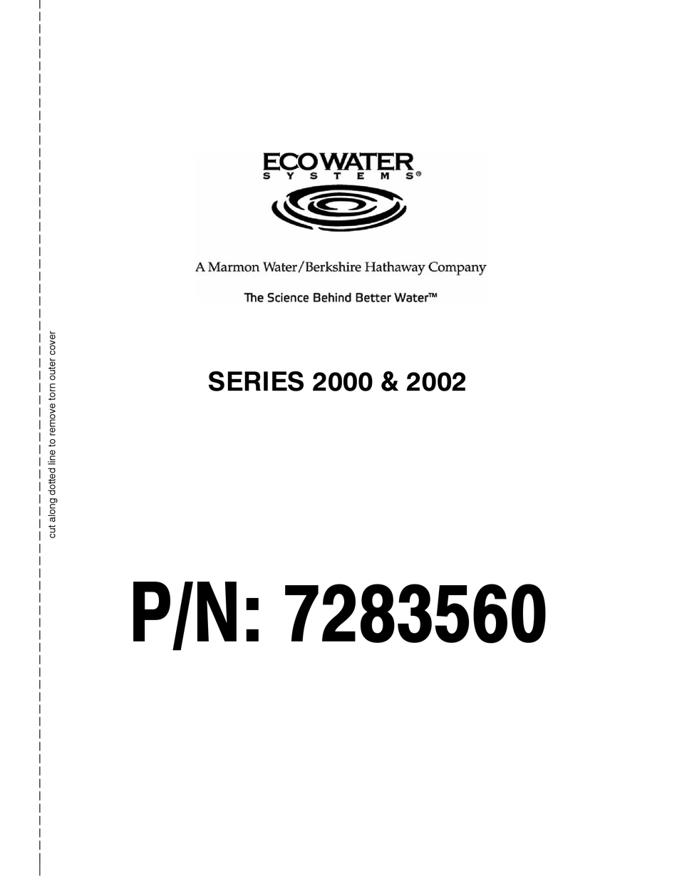 ecowater systems water softener owners manual