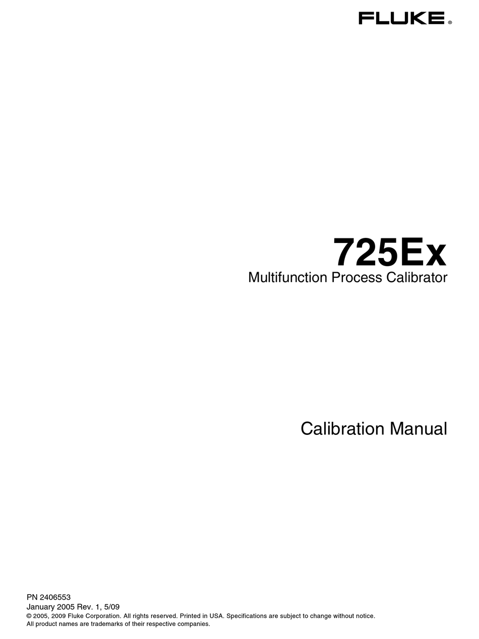 FLUKE 725EX CALIBRATION MANUAL Pdf Download | ManualsLib