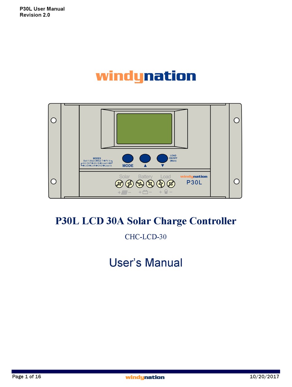 WINDY NATION P30L USER MANUAL Pdf Download ManualsLib