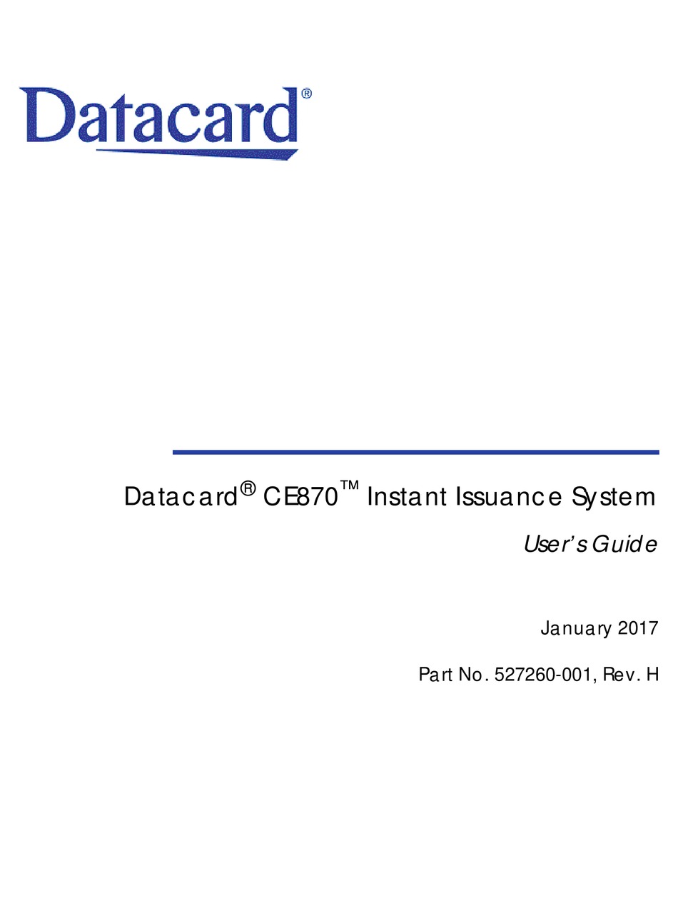 DATACARD CE870 USER MANUAL Pdf Download ManualsLib